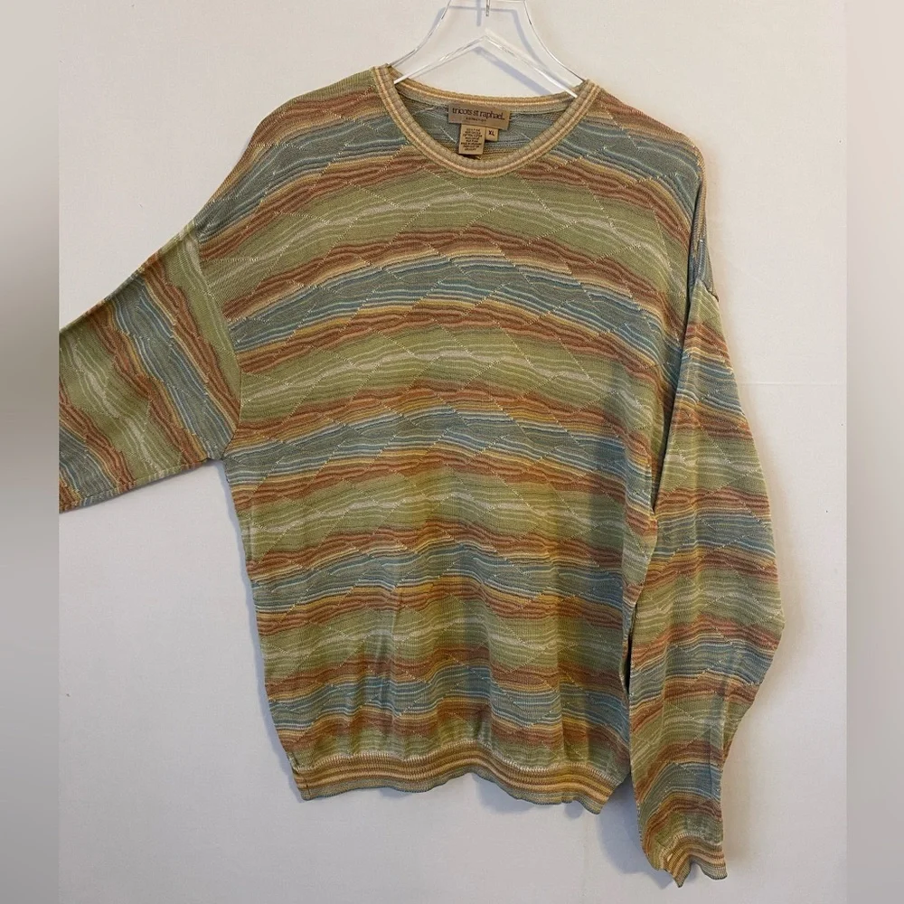 Vintage 3D Pima Mercerized Cotton Landscape Sweater XL‎